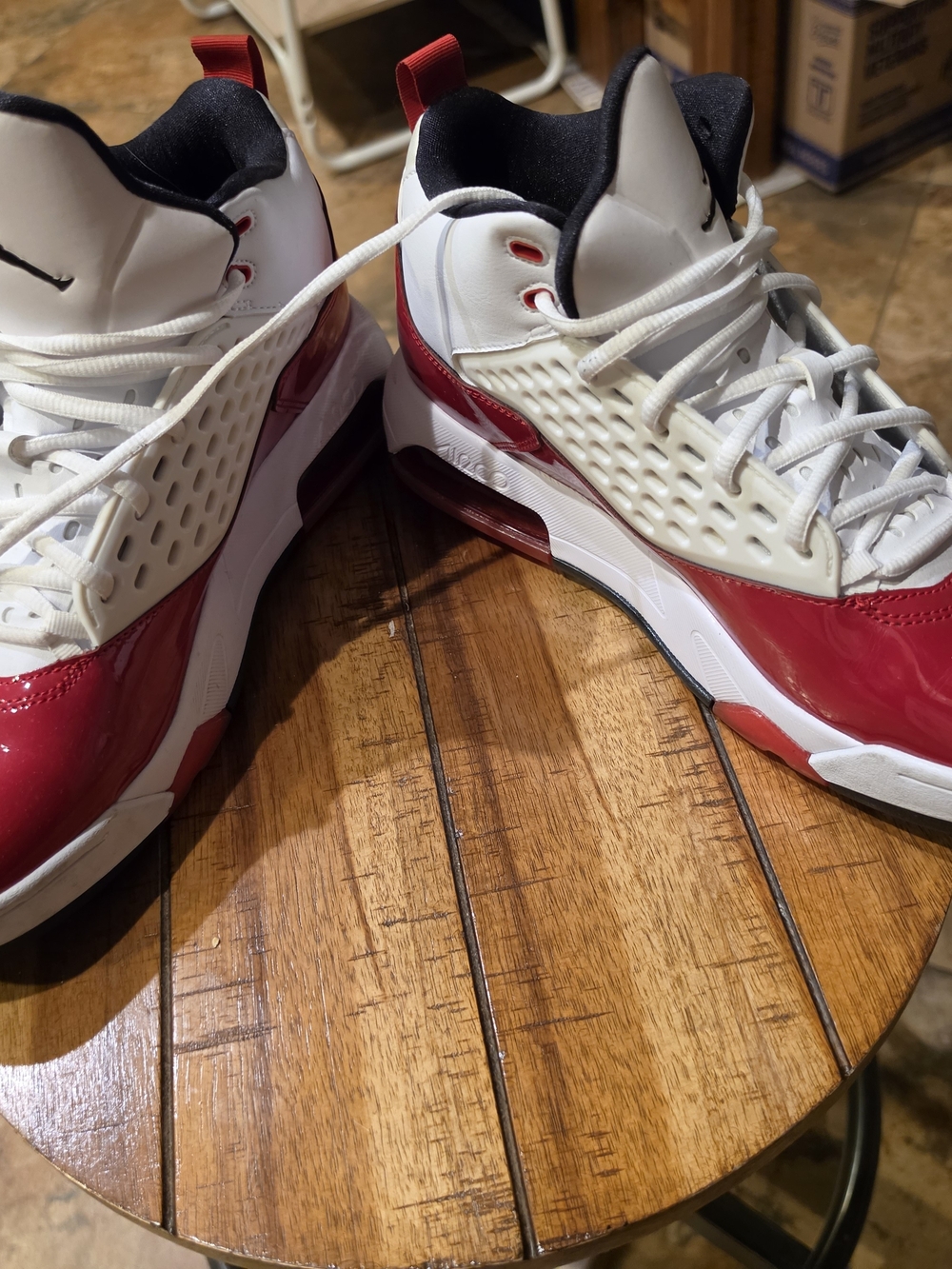 Jordan Maxin 200 Men's White and Gym Red High-Top Basketball Sneakers